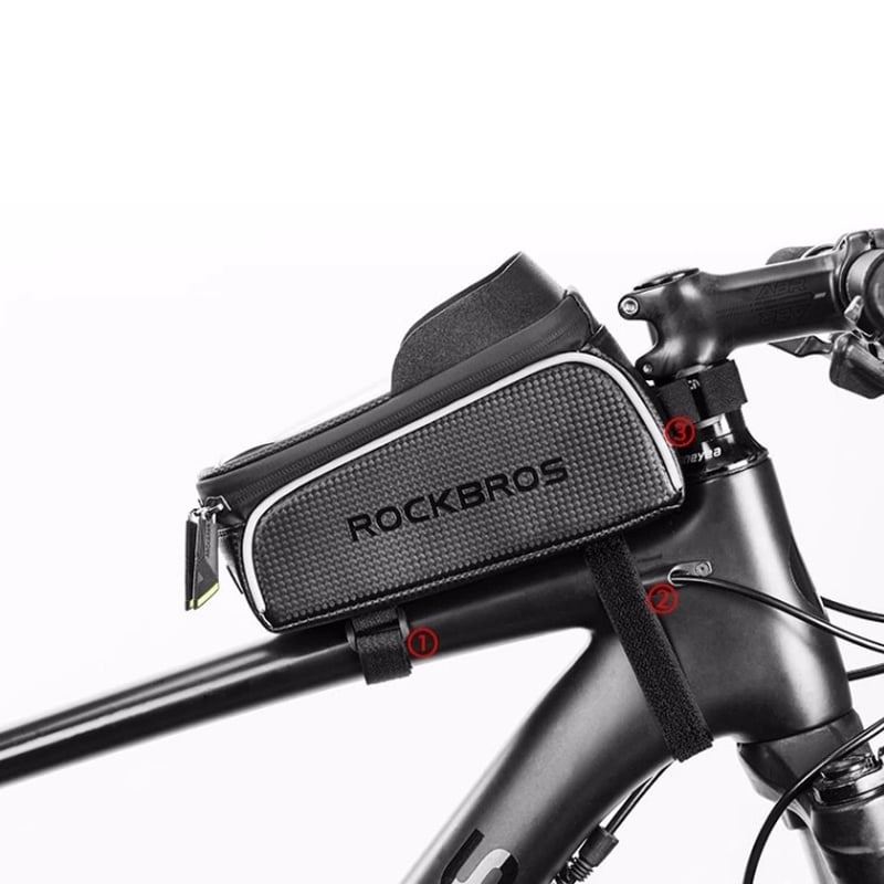 Soporte de tel&#233;fono impermeable ROCKBROS con espacio de almacenamiento para el cuadro