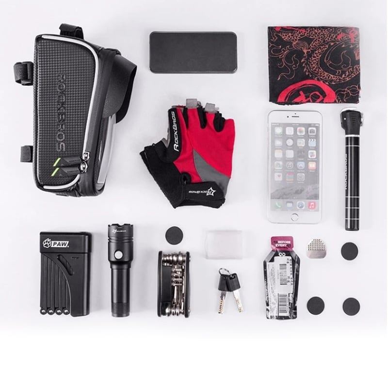 Soporte de tel&#233;fono impermeable ROCKBROS con espacio de almacenamiento para el cuadro