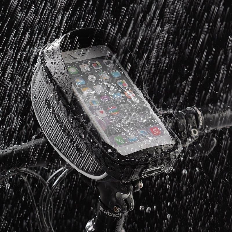 Soporte de teléfono impermeable Rockbros con almacenamiento